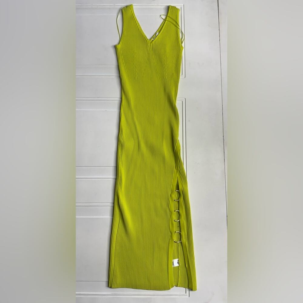 House of Harlow 1960 NWT Womens Sz S Neon Green Bodycon Maxi Dress Ring Detail